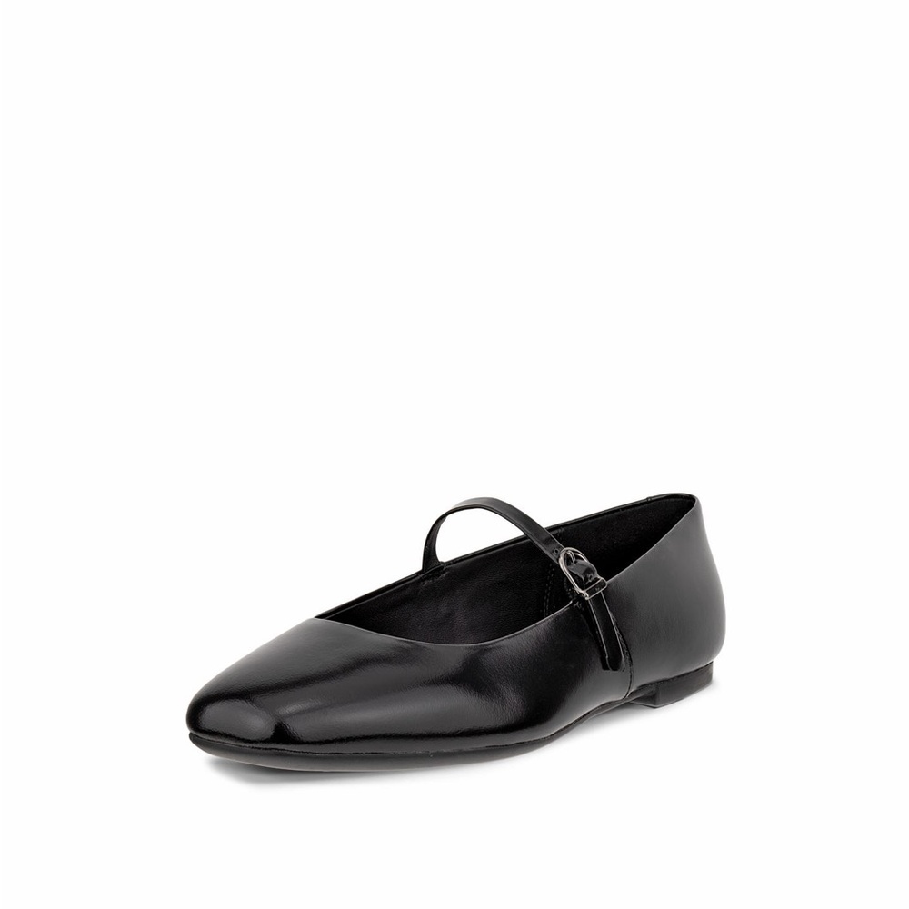Ecco Black Leather Mary Jane Flats
